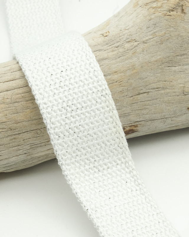 Sangle Coton Lurex Argent 30MM Blanc - Maison Klem